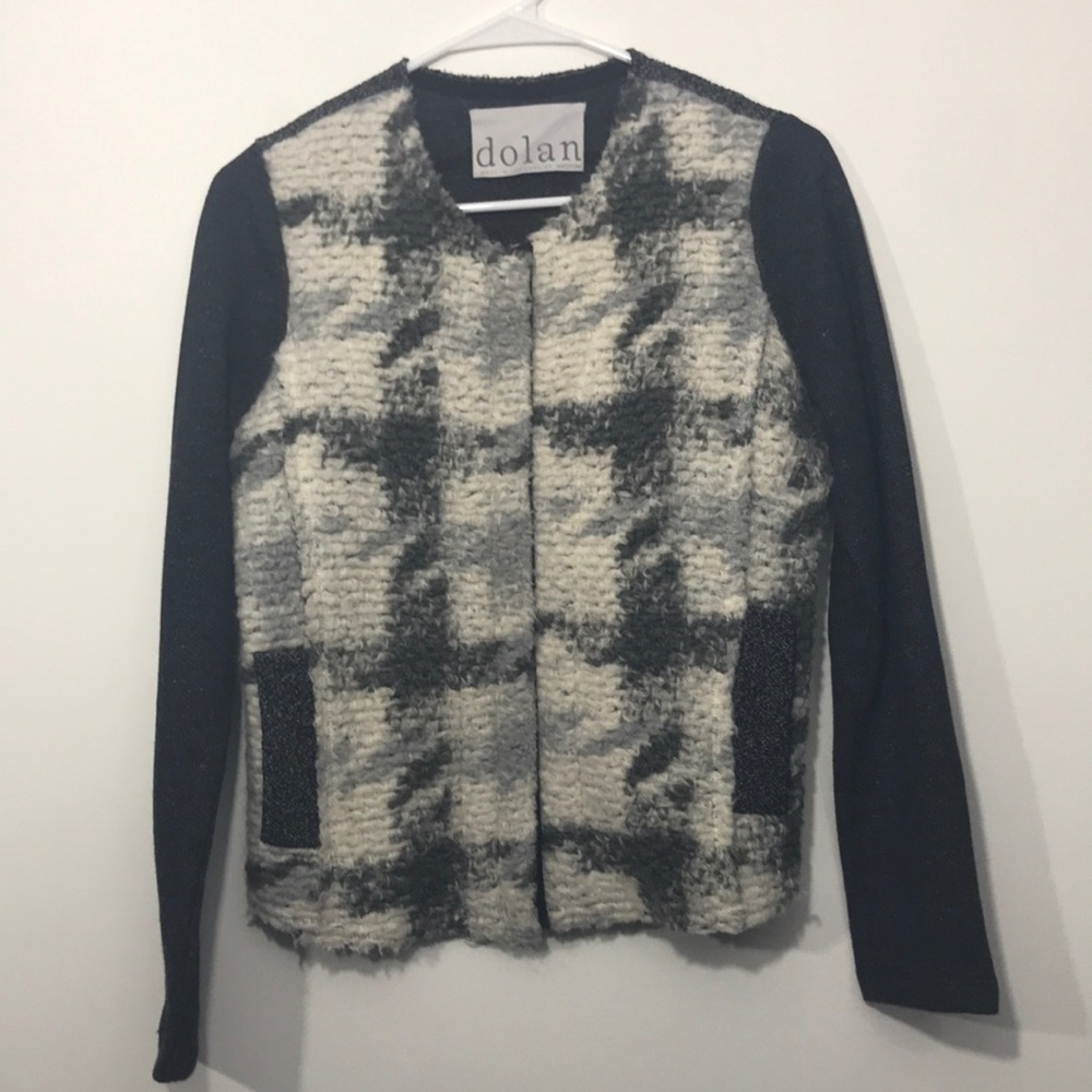 Anthropologie Dolan Black Gray Wool Moto Jacket M